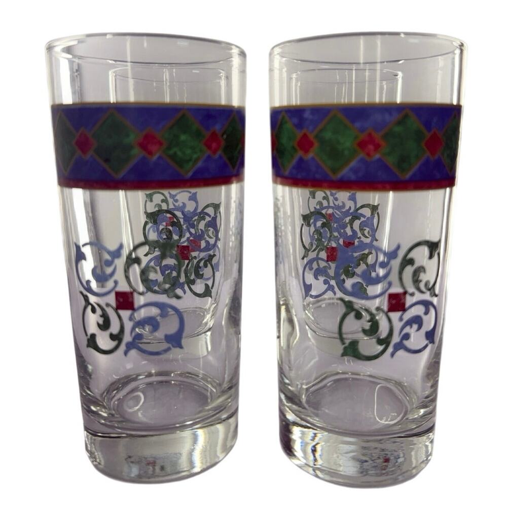 Vintage 90s Pfaltzgraff Amalfi Classic Glass Tumblers Set of 4 16oz